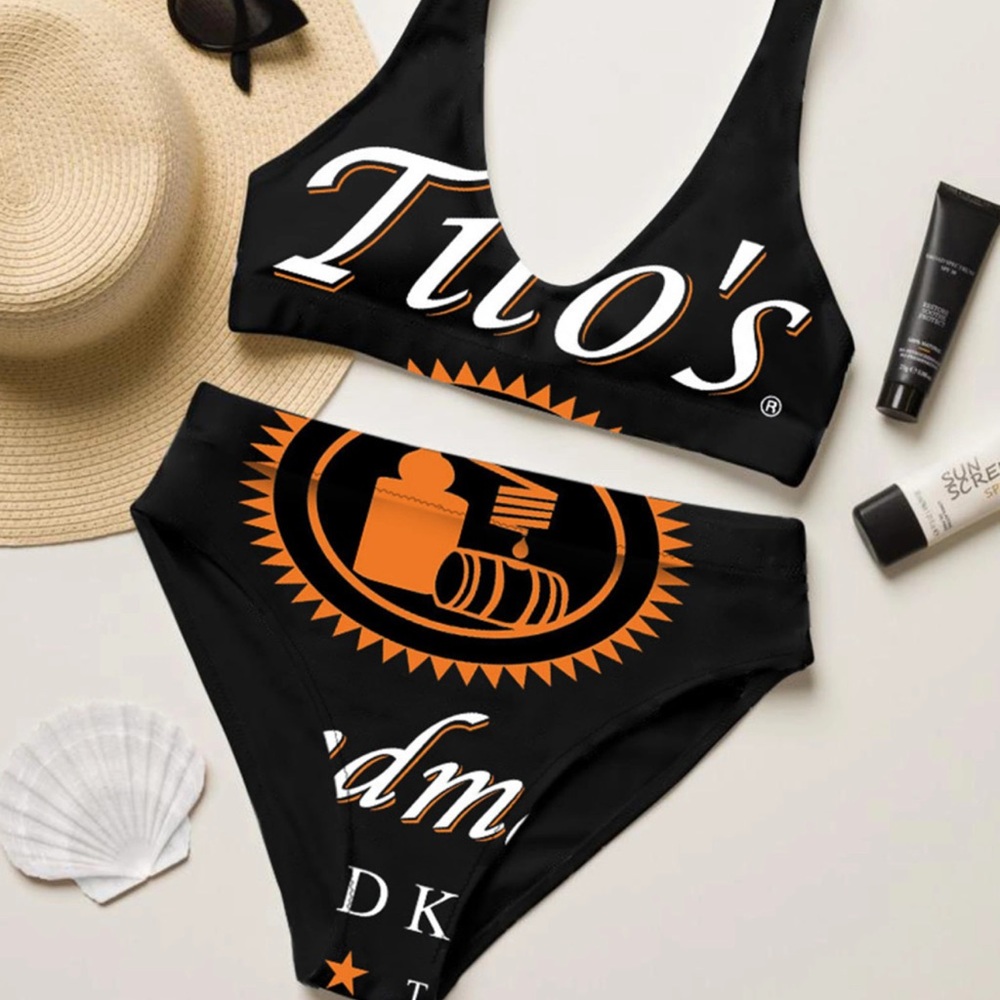 SHESHOW- Med. Tito’s Black and Orange Bikini Set